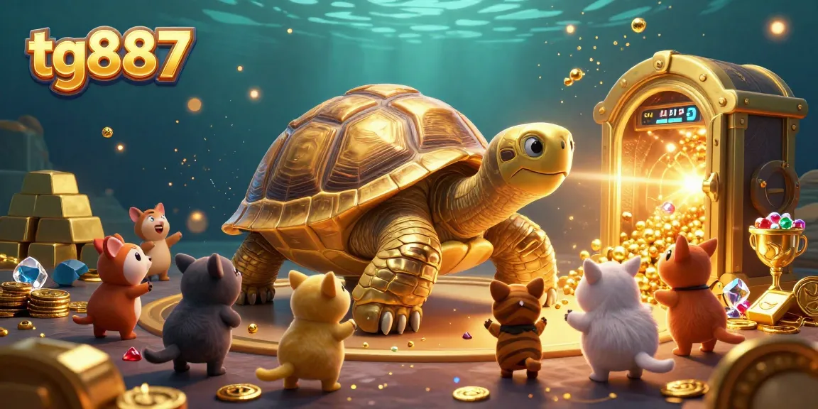 Experience exciting gameplay at tg887 with a colossal golden tortoise pinball machine surrounded by treasures.