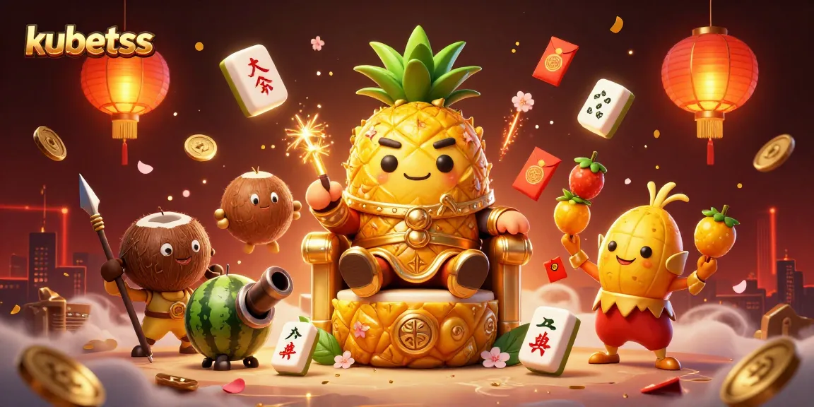 Experience the excitement of kubetss with a dynamic 3D illustration featuring a lively casino scene and colorful characters.